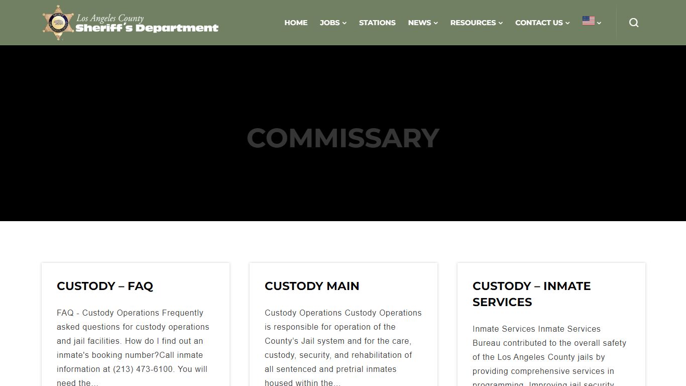 commissary - Los Angeles County Sheriff's Department